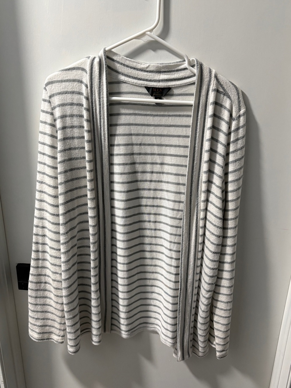 41 Hawthorn Striped Open-Front Cardigan - White & Gray